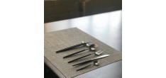 Goa Set Cuillères à Café Inox Brossé Manche Noir 6 pcs 