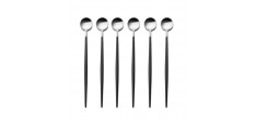 Goa Long Drink Lepel Mat Staal Zwart Heft 6 stk