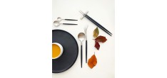 Goa Set Couteaux à Poisson Inox Brossé Manche Noir 6 pcs 