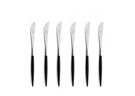 Goa Set Couteaux à Dessert Inox Brossé Manche Noir 6 pcs 