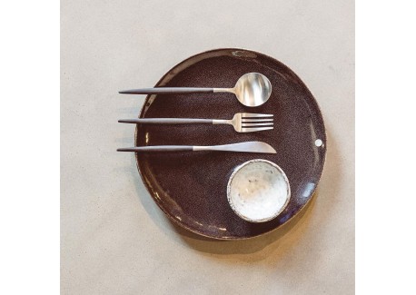 Goa Set Couteaux à Dessert Inox Brossé Manche Noir 6 pcs 