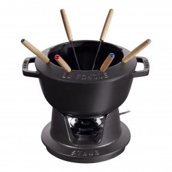 Service à Fondue Savoyarde et Bourguignonne Fonte Emaillée Noir Mat 2,