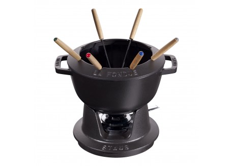 Service à Fondue Savoyarde et Bourguignonne Fonte Emaillée Noir Mat 2,