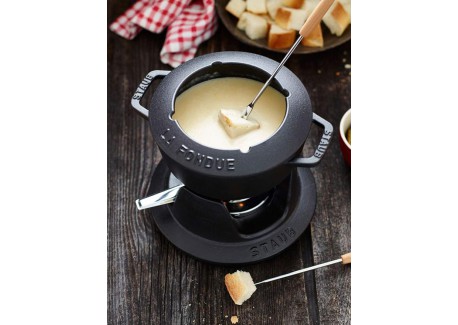 Service à Fondue Savoyarde et Bourguignonne Fonte Emaillée Noir Mat 2,