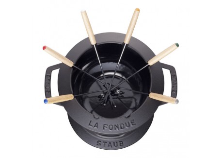 Service à Fondue Savoyarde et Bourguignonne Fonte Emaillée Noir Mat 2,