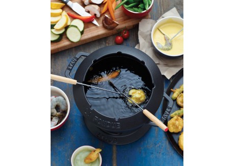 Fondueset in matzwart geëmailleerd gietijzer 2,3 l