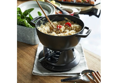 Service à Fondue Savoyarde et Bourguignonne Fonte Emaillée Noir Mat 2,