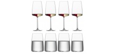 Vivid Senses Verre Vin Fruité fin Vin Blanc/Rouge et Gobelet Eau (8 Pc