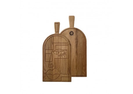 Mory Ethnische Serveerplank Masker in Eikenhout 38x19x1,5 cm 