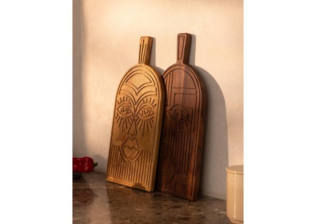 Mory Ethnische Serveerplank Masker in Eikenhout 38x19x1,5 cm 