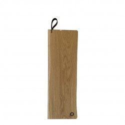 René Planche à Découper et à Servir en Chêne Poignée Cuir 55x17X2 cm -