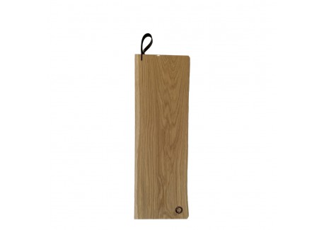 René Eikenhouten snij- en Serveerplank met Leren Handvat 55x17X2 cm