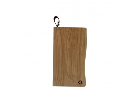 René Eikenhouten snij- en Serveerplank met Leren Handvat 40x24x2,5 cm
