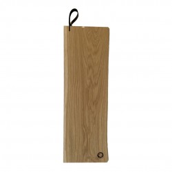 René Planche à Découper et à Servir en Chêne Poignée Cuir 70x17X2 cm -