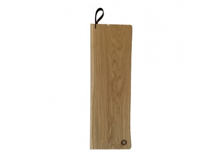 René Planche à Découper et à Servir en Chêne Poignée Cuir 70x17X2 cm -