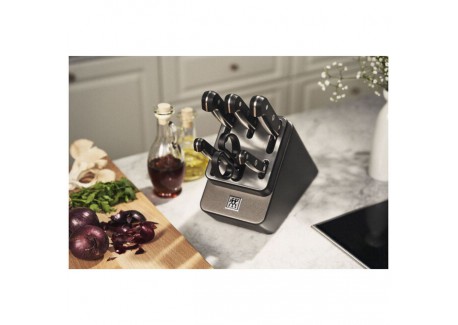 Gourmet Bloc de Couteaux avec Aiguiseur Intégré 7 pcs Anthracite 