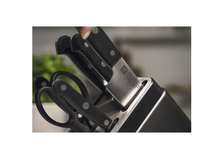 Gourmet Bloc de Couteaux avec Aiguiseur Intégré 7 pcs Anthracite 
