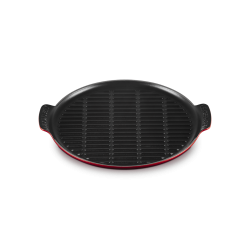 Bistro Grill en Fonte Emaillée Rond XL 32 cm avec Poignées Rouge Ceris