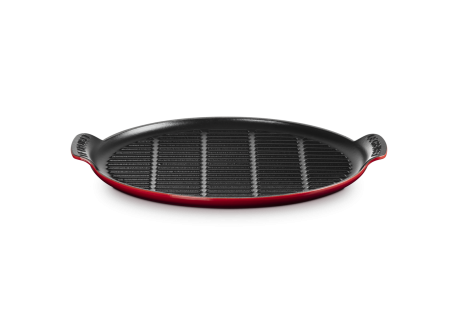 Bistro Grill en Fonte Emaillée Rond XL 32 cm avec Poignées Rouge Ceris