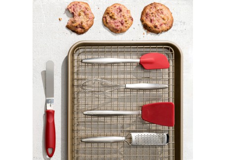 Piccolo Mini Spatule Cuillère Silicone Flexible Rouge et Inox 20 cm