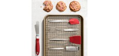 Piccolo Mini Spatule Cuillère Silicone Flexible Rouge et Inox 20 cm
