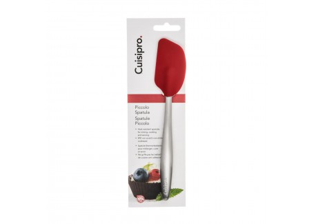 Piccolo Mini Flexibele Siliconen Spatel/Lepel Rood en RVS 20 cm