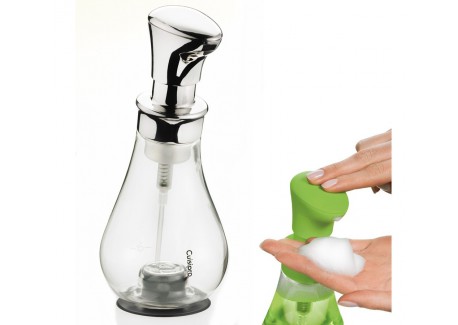 Distributeur Pompe Savon Mousse Noir et Transparent 390 ml 22 cm