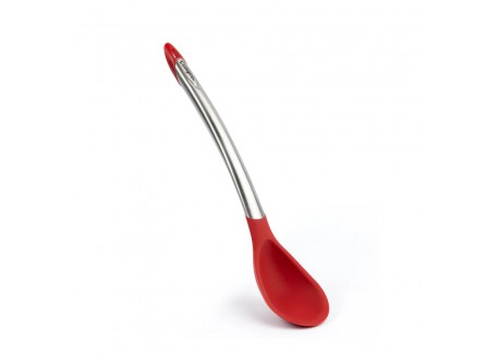 Cuillère à Mélanger Tête Silicone Rouge et Inox 30 cm