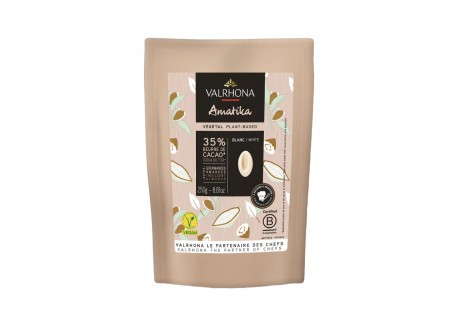 Amatika Lactosevrije Vegan Witte Chocolade 35% Bonen Zakje 250g