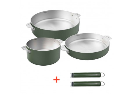La Merveilleuse RVS Varengroen Trio Kookpan Koekenpan Sauteerpan LSDC