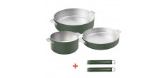 La Merveilleuse Inox Vert Fougère Trio Casserole Poêle Sauteuse Pack L