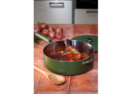 La Merveilleuse Inox Vert Fougère Trio Casserole Poêle Sauteuse Pack L