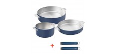 La Merveilleuse Inox Bleu Myrtille Trio Casserole Poêle Sauteuse Pack