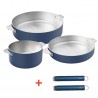 Zie dia La Merveilleuse RVS Blauw Trio Kookpan Koekenpan Sauteerpan LSDC Pack
