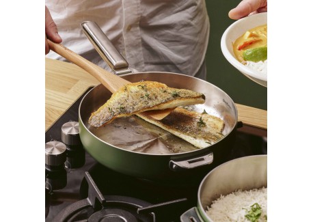La Merveilleuse Inox Vert Fougère Duo Poêle 24 cm Sauteuse 28 cm Pack
