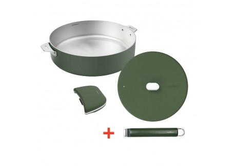 La Merveilleuse Inox Vert Fougère Kit Sauteuse Couvercle 28cm Anse Pac