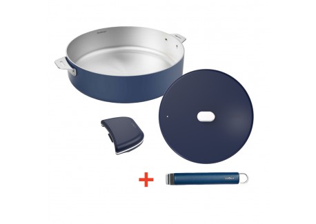 La Merveilleuse Inox Bleu Myrtille Kit Sauteuse Couvercle 28cm Anse Pa