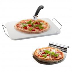 Darioso Pizzaset Rechthoekige Pizzasteen 38x30 cm met Pizzaschep en Pi