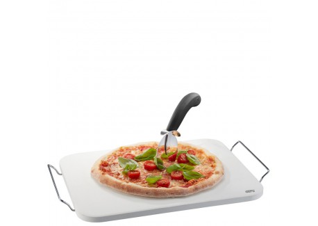 Darioso Set Pierre à Pizza Rectangulaire 38x30 cm Pelle et Roulette à