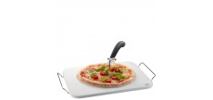 Darioso Set Pierre à Pizza Rectangulaire 38x30 cm Pelle et Roulette à