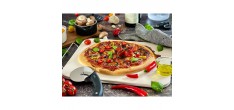 Darioso Set Pierre à Pizza Rectangulaire 38x30 cm Pelle et Roulette à