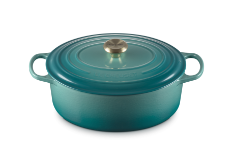 Signature Ovale gietijzeren Cocotte 6,3 L Riviera Blauw (31 cm)