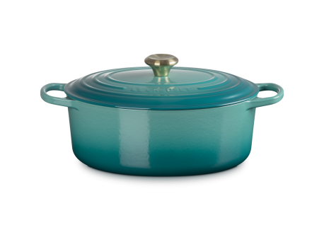 Cocotte Fonte Emaillée Signature Ovale 6,3 L Bleu Riviera (31 cm) 