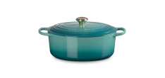 Signature Ovale gietijzeren Cocotte 6,3 L Riviera Blauw (31 cm)