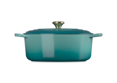 Cocotte Fonte Emaillée Signature Ovale 6,3 L Bleu Riviera (31 cm) 