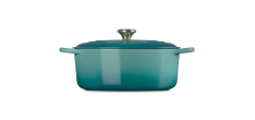 Signature Ovale gietijzeren Cocotte 6,3 L Riviera Blauw (31 cm)