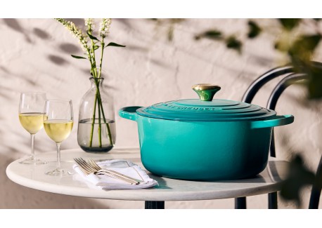 Signature Ronde Gietijzeren Cocotte 4,2 L Riviera Blauw (24 cm)