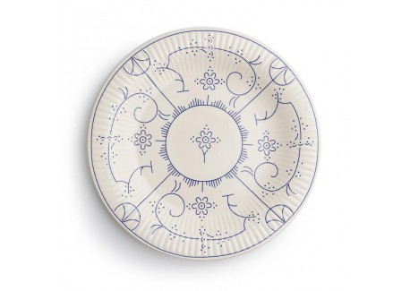 Copenhague Keramisch Bord Glanzend Emaille Crème Wit en Blauw 27cm