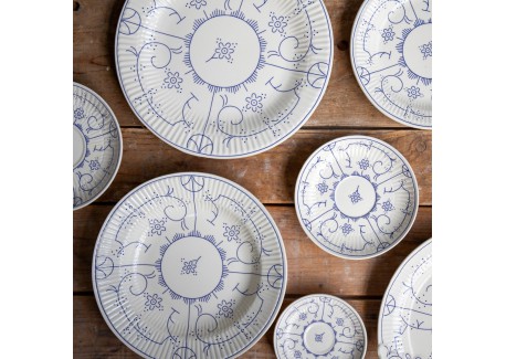 Copenhague Keramisch Bord Glanzend Emaille Crème Wit en Blauw 27cm
