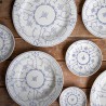 Zie dia Copenhague Keramisch Bord Glanzend Emaille Crème Wit en Blauw 27cm